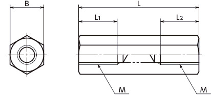 SPE-HBPlastic Hexagonal Standoffs - PEEK寸法図
