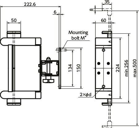 DKBR-AFKeyboard Mounting System - Single Axis Type寸法図