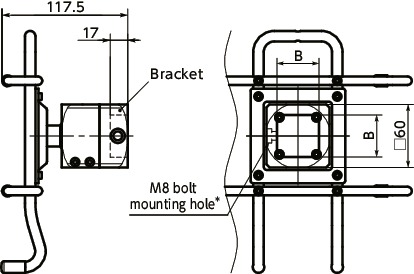 DTK-AATablet PC Mounting System - 360°rotation Type - Bolt Retention寸法図