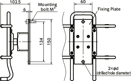DTT-AFTablet PC Mounting System - 360°rotation Type - Spring Retention寸法図