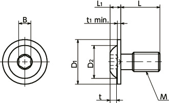 SFBS-UCSocket Button Head Cap Screws with Flange for Sheet Metal寸法図