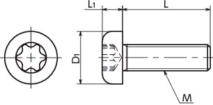 SNPX-TZBHexalobular Socket Pan Head Machine Screws寸法図