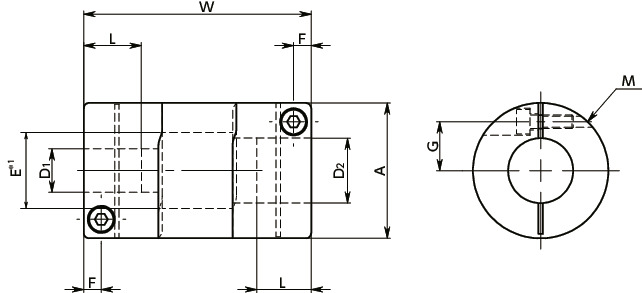 XGL2Flexible Couplings - High-gain Rubber Type - Long Type寸法図