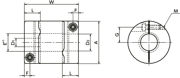 XGT-CSFlexible Couplings - High-gain Rubber Type - Single Clamp Type寸法図