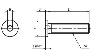 SSHTSocket Head Cap Screws with Ultra Low Profile - Titanium寸法図