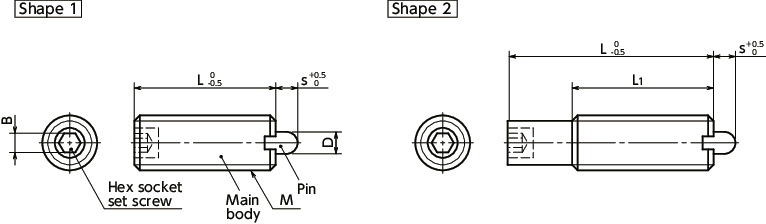 PSPSSpring Plungers - Stainless Steel寸法図