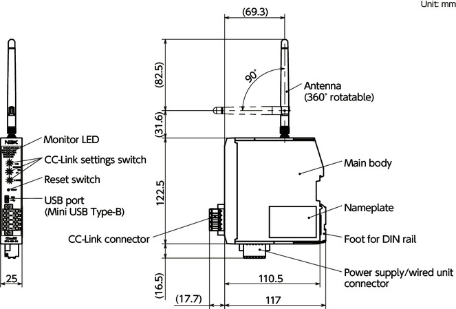 EPC-200-CCTransceivers - CC-Link Compliant寸法図
