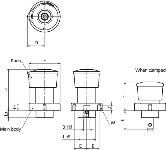 NQTS-F-NI-GLQuick Release Fasteners - Knob Type - Free Slide寸法図