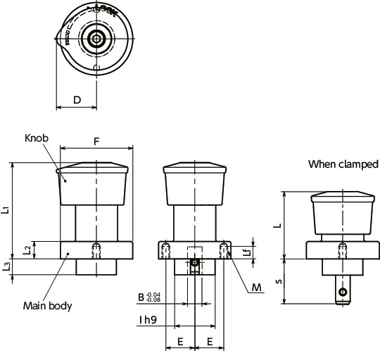 NQTS-FQuick Release Fasteners – Knob Type – Free Slide寸法図