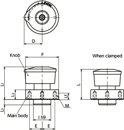 NQTS-PHQuick Release Fasteners – Knob Type – Pin Hold寸法図