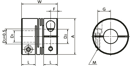 XWSS-CCleanroom / Vacuum / Heat Resistant Couplings - Slit Type (SUS316L) - Clamping Type寸法図