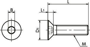 SNFCHexagon Socket Countersunk Head Screws寸法図