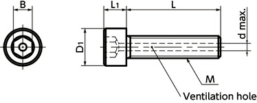 SVSH-C276Hex Socket Head Cap Screws (Hastelloy C-276 equiv.) with Ventilation Hole寸法図