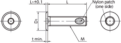 SET-BNI-ALKSuper Ultra Low Profile Hexalobular Socket Head Cap Screws with Nylon Patch寸法図