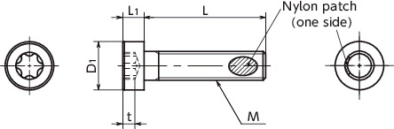 SLT-TZB-ALKLow Profile Hexalobular Socket Head Cap Screws with Nylon Patch寸法図