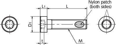 SLTS-ALKLow Profile Hexalobular Socket Head Cap Screws with Nylon Patch寸法図