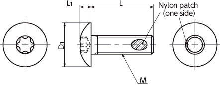 SNMX-TZB-ALKHexalobular Socket Truss Head Screws with Nylon Patch寸法図