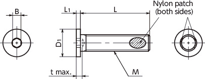 SSHL-ALKUltra Low Profile Socket Head Cap Screws with Nylon Patch - 316L Stainless Steel寸法図