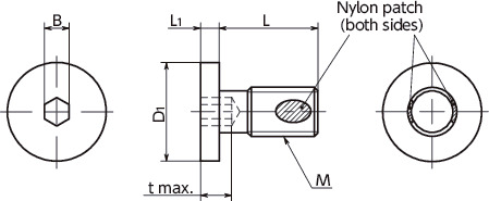 SSHS-UC-ALKUltra Low Profile Socket Head Cap Screws with Nylon Patch – for Sheet Metal寸法図
