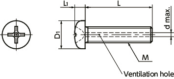 SVPSVented Cross Recessed Pand Head Machine Screws寸法図