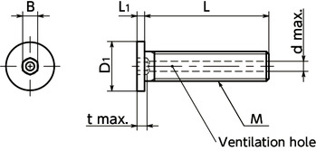 SVSHLVented Socket Head Cap Screws with Ultra Low Profile - 316L Stainless Steel寸法図