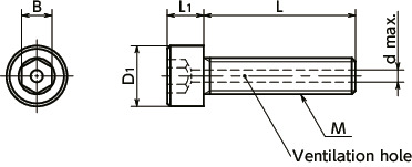 SVSS-PCVented Socket Head Cap Screws - Chemical Polish寸法図