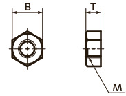 SPE-NPlastic Hex Nuts - PEEK寸法図