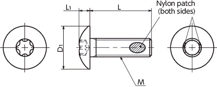 SNMXS-ALKHexalobular Socket Truss Head Screws with Nylon Patch寸法図