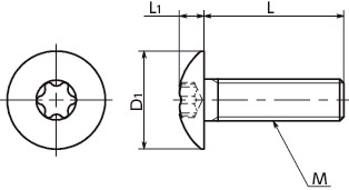 SNMXSHexalobular Socket Truss Head Screws寸法図