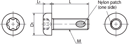 SNPX-TBZ-ALKHexalobular Socket Pan Head Machine Screws with Nylon Patch寸法図
