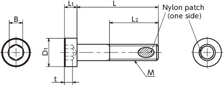 SLH-ALKLow Profile Socket Head Cap Screws with Nylon Patch寸法図