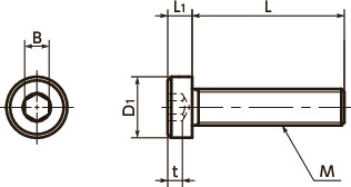 SLHLSocket Head Cap Screws with Low Profile - 316L Stainless Steel寸法図