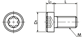 SPE-LHPlastic Screws - Hexalobular Socket Head Cap Screw with Low Head - PEEK寸法図