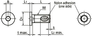 SSH-EL-ALKSocket Head Cap Screws with Ultra Low Profile and Nylon Patch寸法図