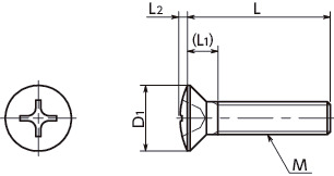 SPC-RPlastic Cross Recessed Oval Head Machine Screws - PC寸法図