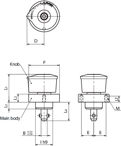 NQTS-GLQuick Release Fasteners - Knob Type - Standard寸法図