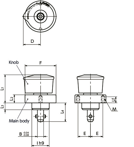 NQTSQuick Release Fasteners – Knob Type – Standard寸法図