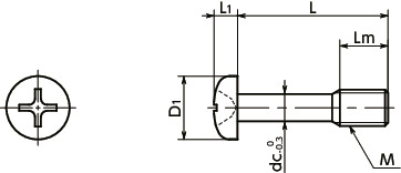 SSCPBPhillips Pan Head Captive Screws - Brass寸法図