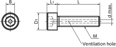 SVSL-PNHex socket Head Cap Screws with Ventilation Hole / Surface Hardening Treatment寸法図