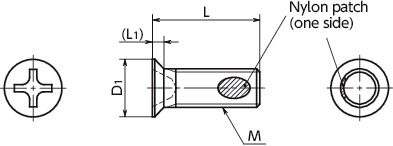 SNZF-TZB-ALKCross Recessed Micro Flat Head Machine Screws with Nylon Patch - Type 0-1寸法図