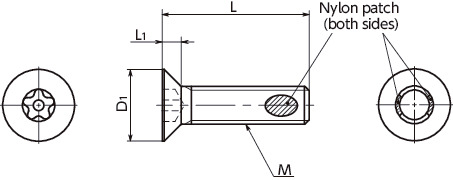 SRGFS-ALKFive-Lobe Socket with Pin Flat Head Screws with Nylon Patch寸法図
