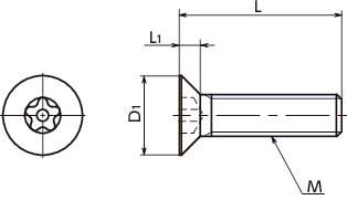 SRGFSFive-Lobe Socket with Pin Flat Head Screws寸法図