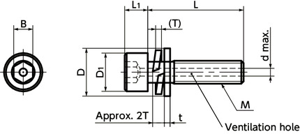 SVSQLGVented Socket Head Cap Screws with Captive Washers - Hign Intensity Stainless Steel寸法図
