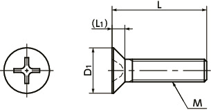 SPV-F1樹脂ねじ(PVDF / 十字穴付き皿小ねじ)寸法図
