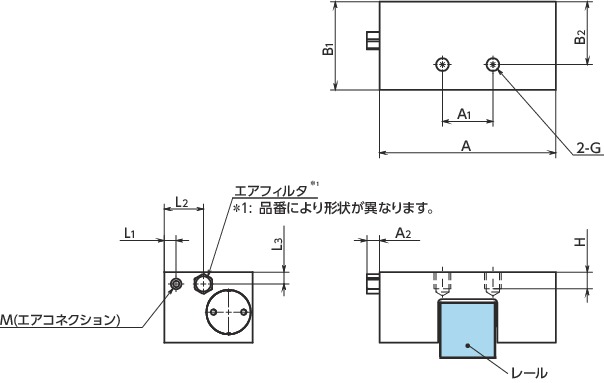 MKLリニアクランパ・ズィー - 空気圧 - 常時開 - 低コストタイプ寸法図