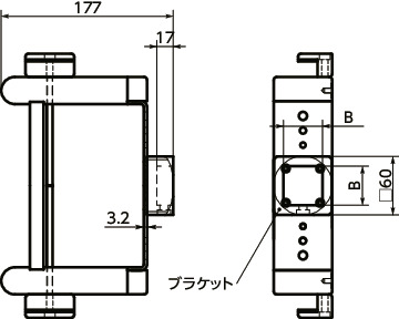 DKB-AAキーボード固定部品 - 固定タイプ寸法図