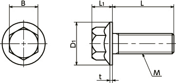 SFH-TZBフランジ付き六角ボルト寸法図