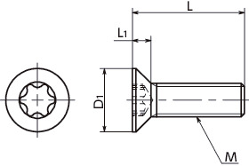 SNFX-TBZヘクサロビュラ穴付き皿ボルト寸法図