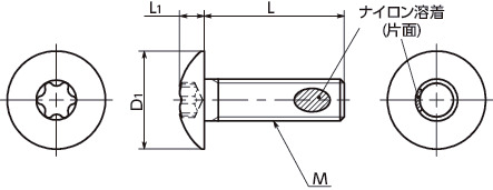 SNMX-TBZ-ALKヘクサロビュラ穴付きトラス小ねじ(ナイロン溶着つき) 寸法図