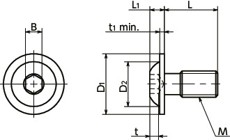 SFBS-UCフランジ付きボタンボルト(薄板固定用)寸法図